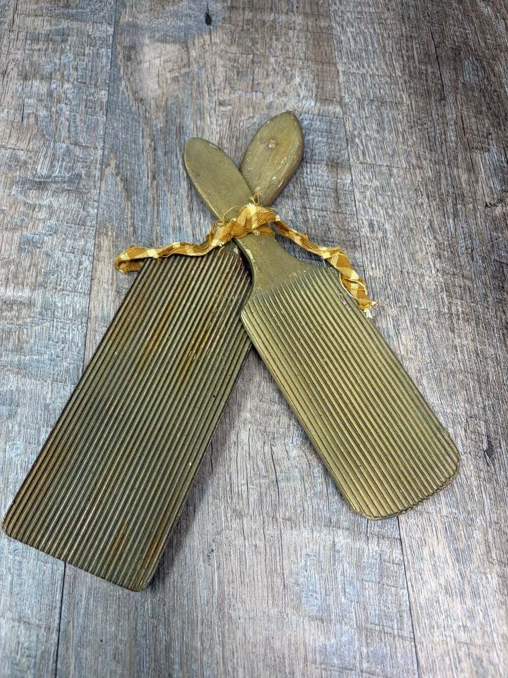 Vintage Wooden Butter Paddles Set Green Painted Decorative Kitchen Decor wall